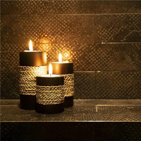 Tealight Candle Holders Set of 3 with Wooden Tray Home Decor Centerpiece - Picture 6 of 7